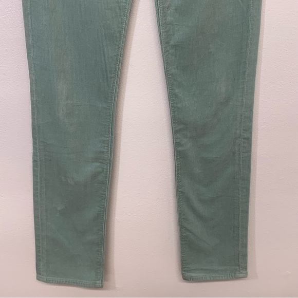 AG Corduroy Pants Woman 27  Stevie Slim‎ Straight Low Rise Light Green Stretch - Picture 3 of 11